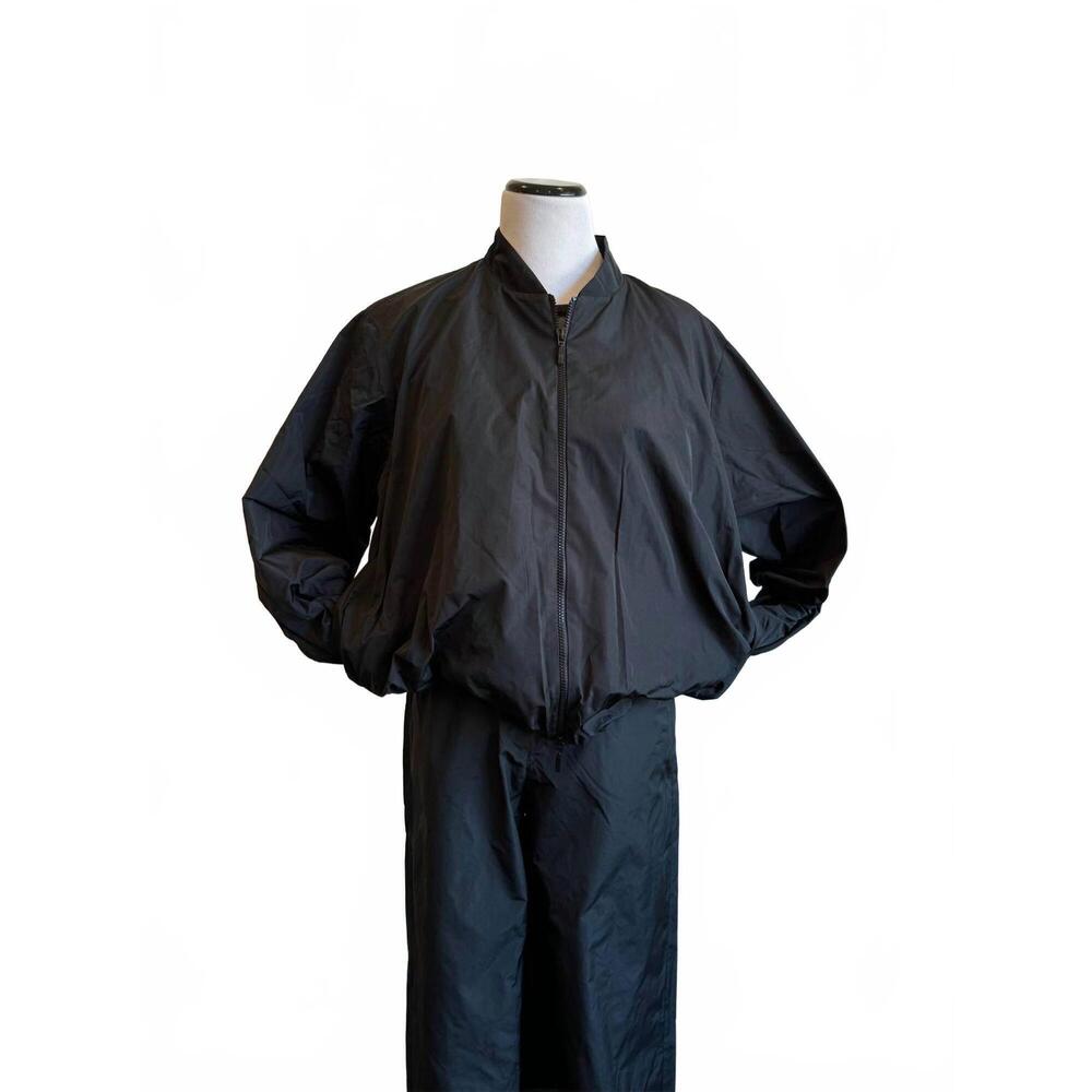 NEW PETER O. MAHLER women's black bomber jacket in black